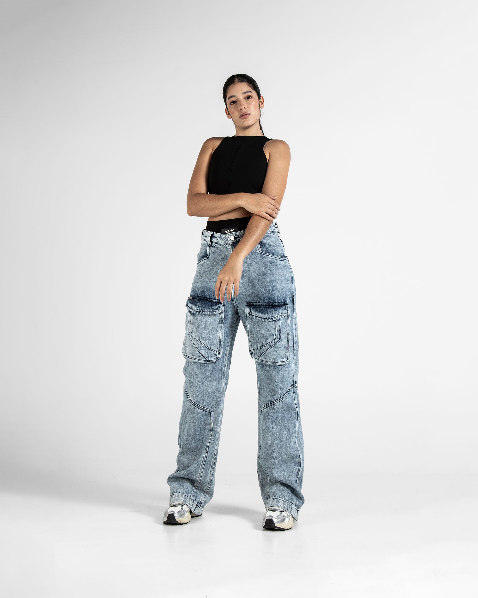 Denim Pant Cargo Azul