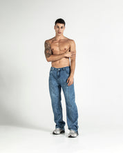 Denim Pant Azul Botones