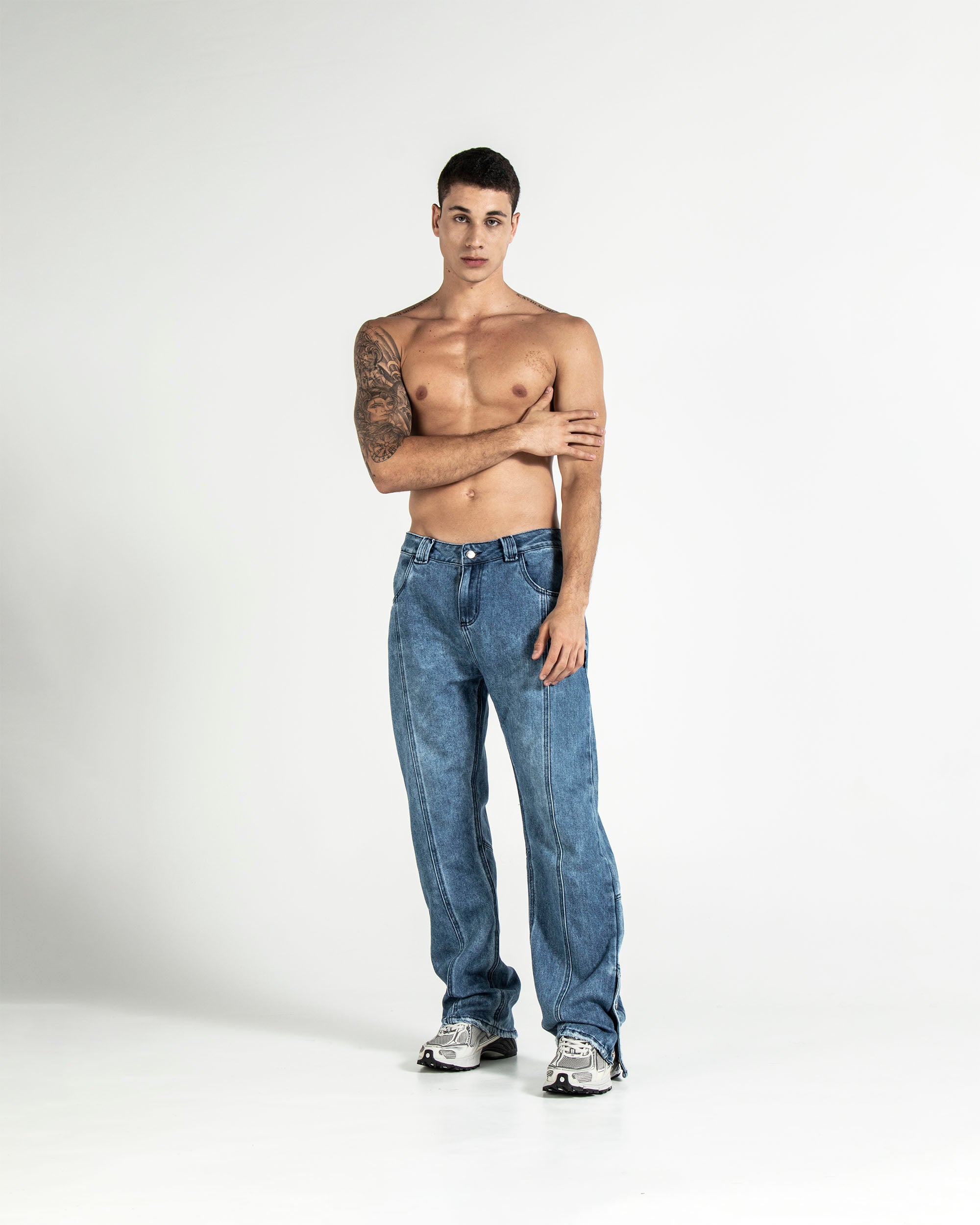 Denim Pant Azul Botones