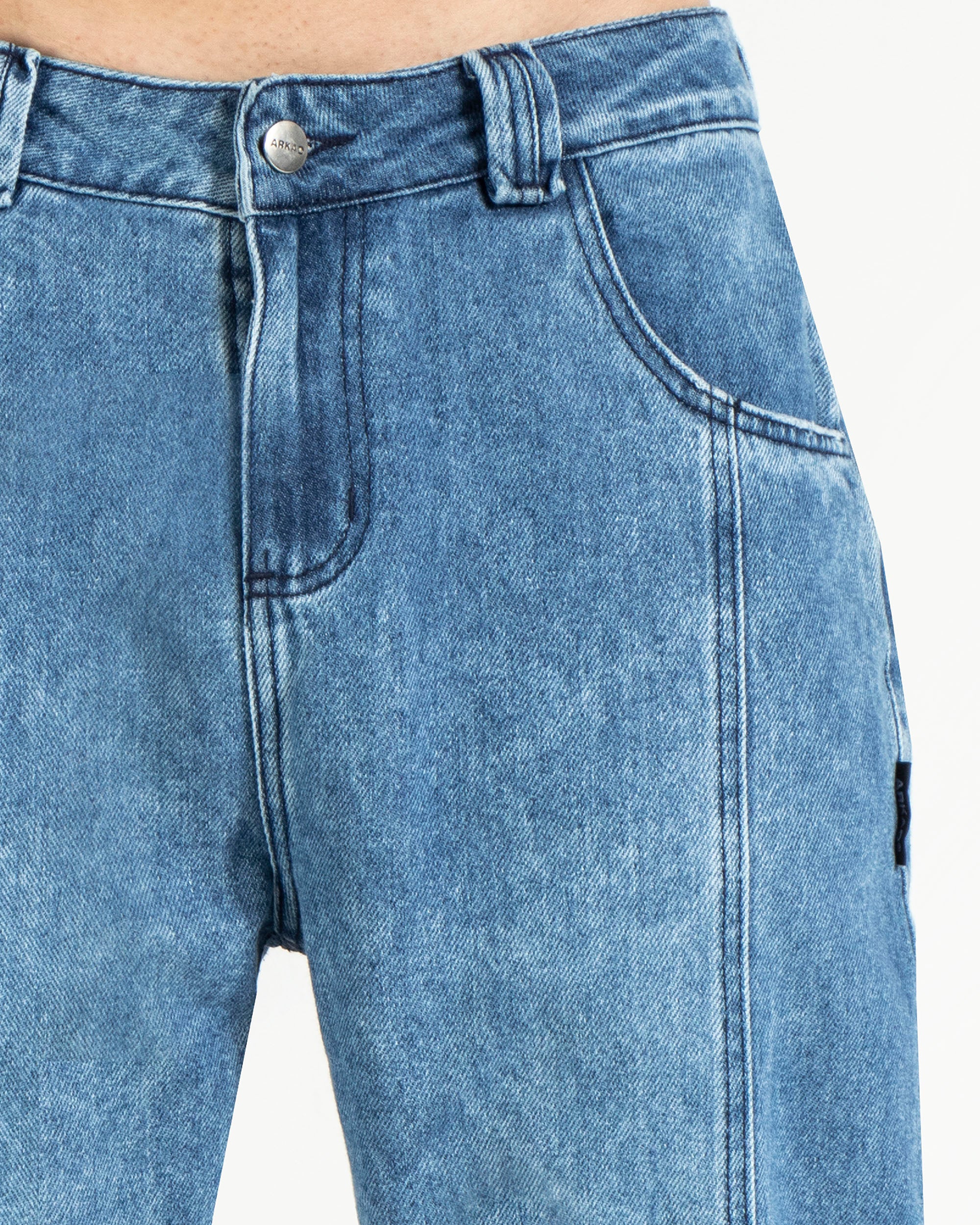 Denim Pant Azul Botones