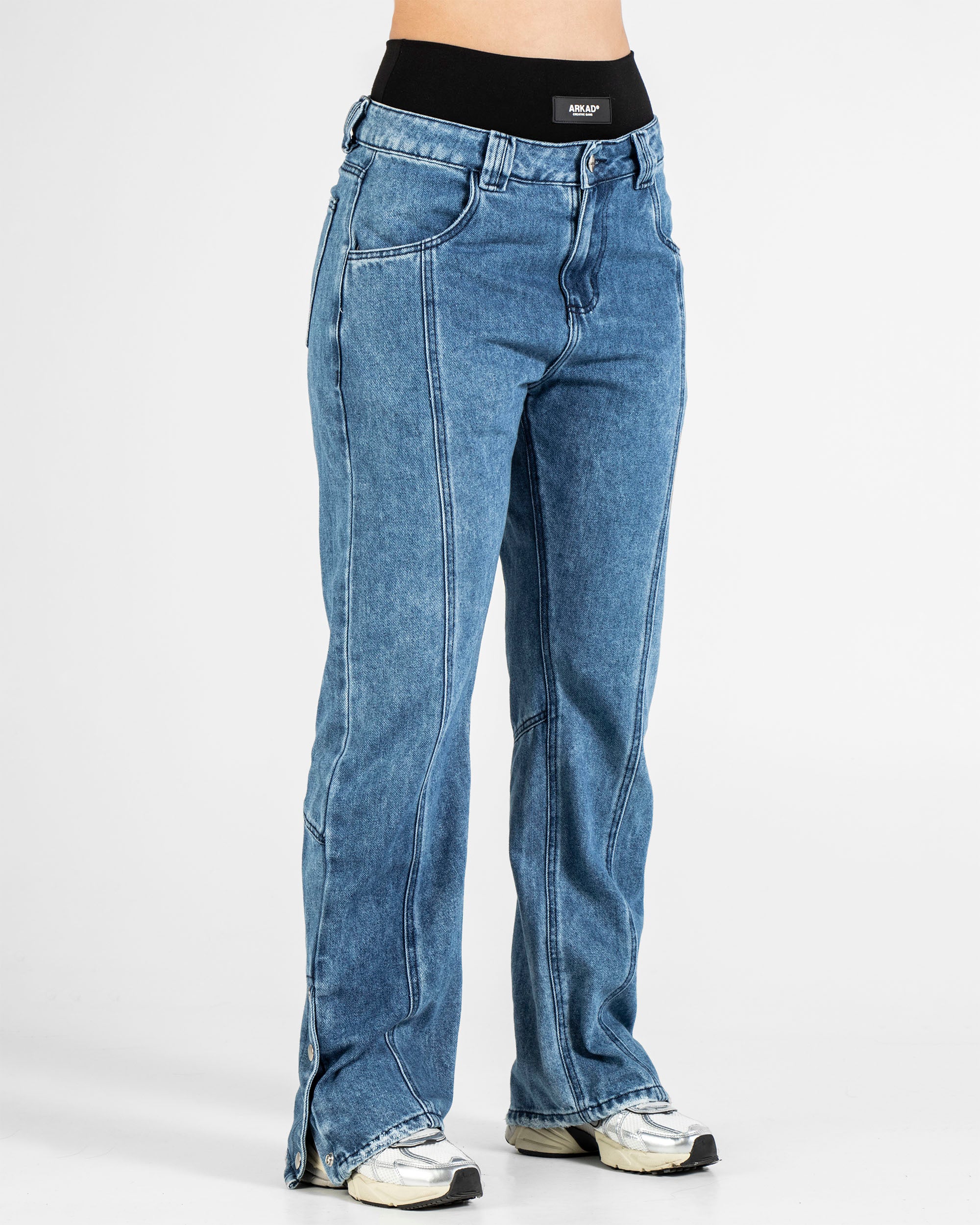 Denim Pant Azul Botones