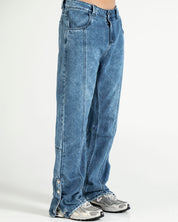 Denim Pant Azul Botones