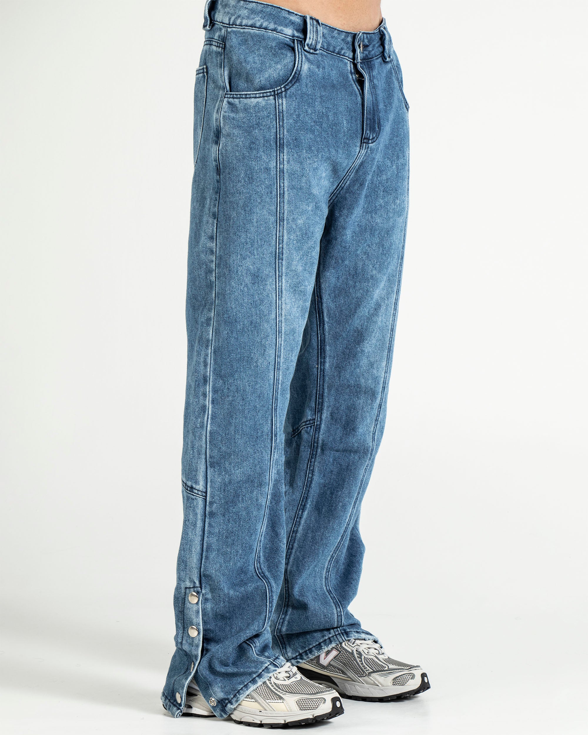 Denim Pant Azul Botones