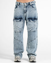 Denim Pant Cargo Azul