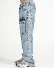 Denim Pant Cargo Azul