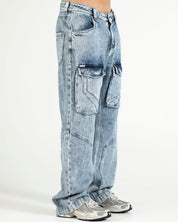 Denim Pant Cargo Azul