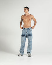 Denim Pant Cargo Azul