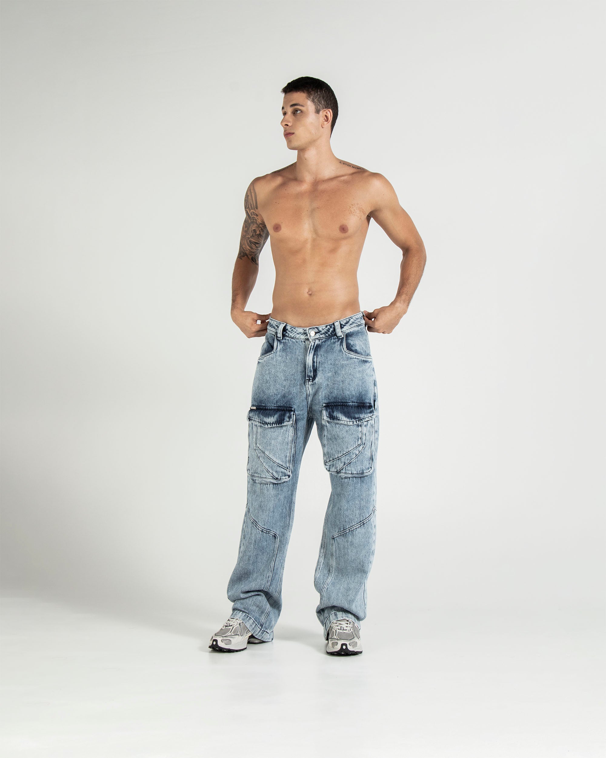 Denim Pant Cargo Azul