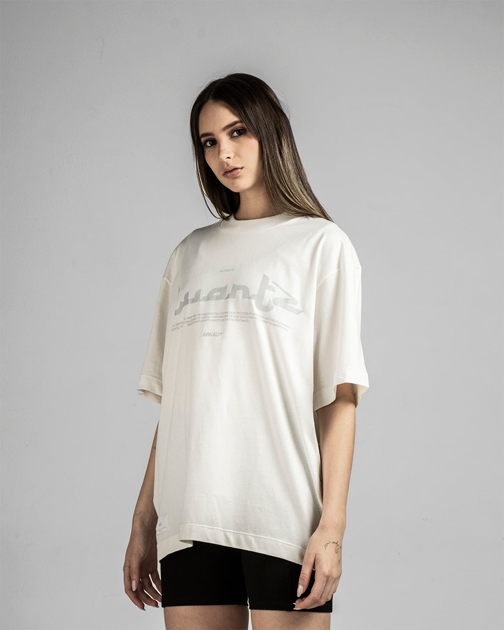 Tshirt Quartz Texto Gris - Bone