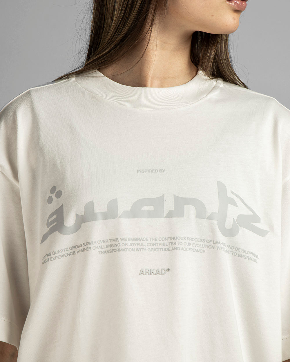 Tshirt Quartz Texto Gris - Bone