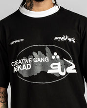 Tshirt Negra Cuello Blanco Quartz Creative Gang