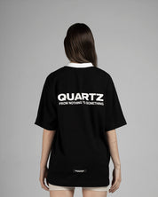 Tshirt Negra Cuello Blanco Quartz Creative Gang