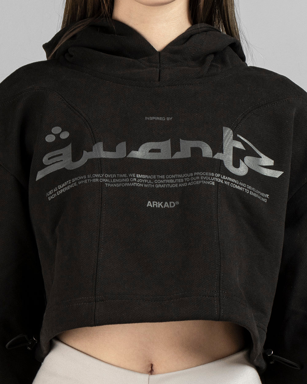 Crop Hoodie Quartz Negro