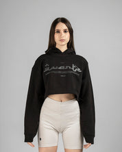 Crop Hoodie Quartz Negro