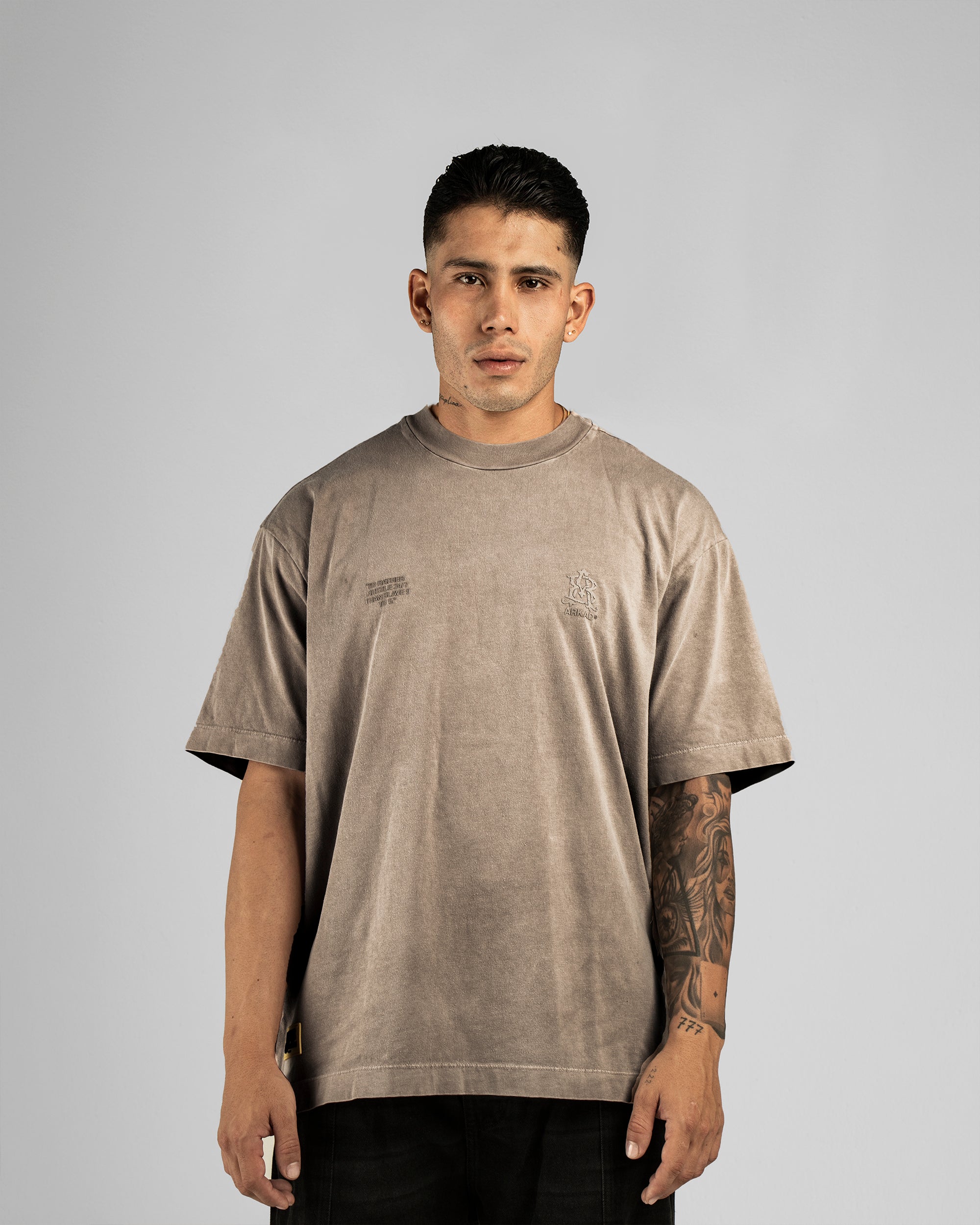 Washed Tshirt Hustler Bloodline - Taupe