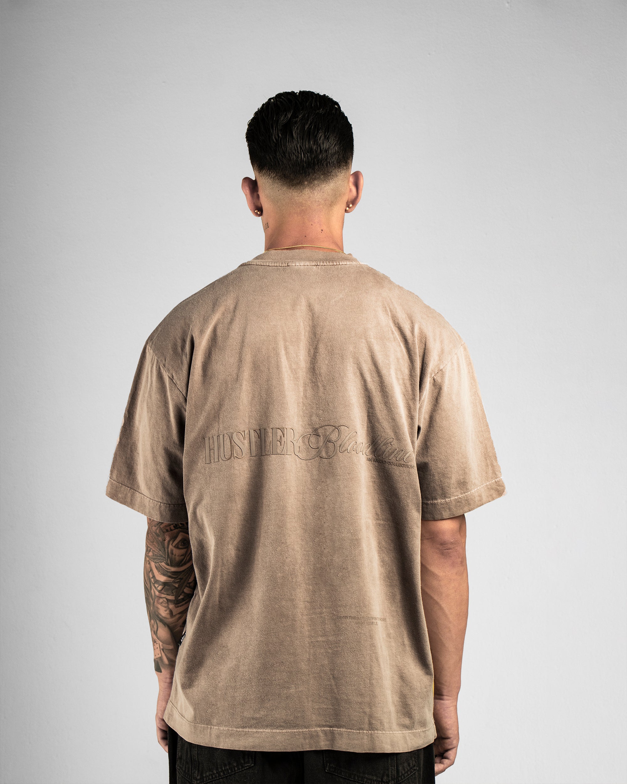 Washed Tshirt Hustler Bloodline - Taupe