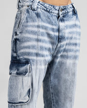 Denim Pant Cargo Cortes Azul