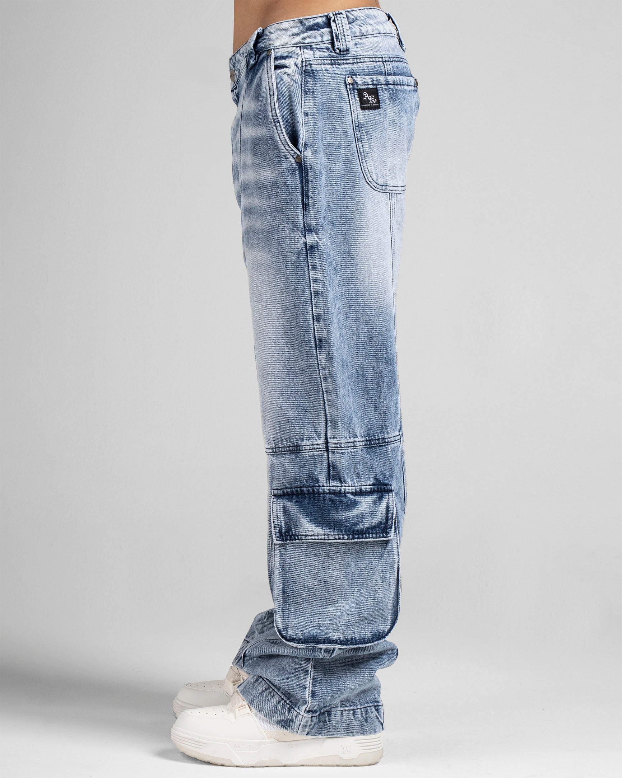 Denim Pant Cargo Cortes Azul