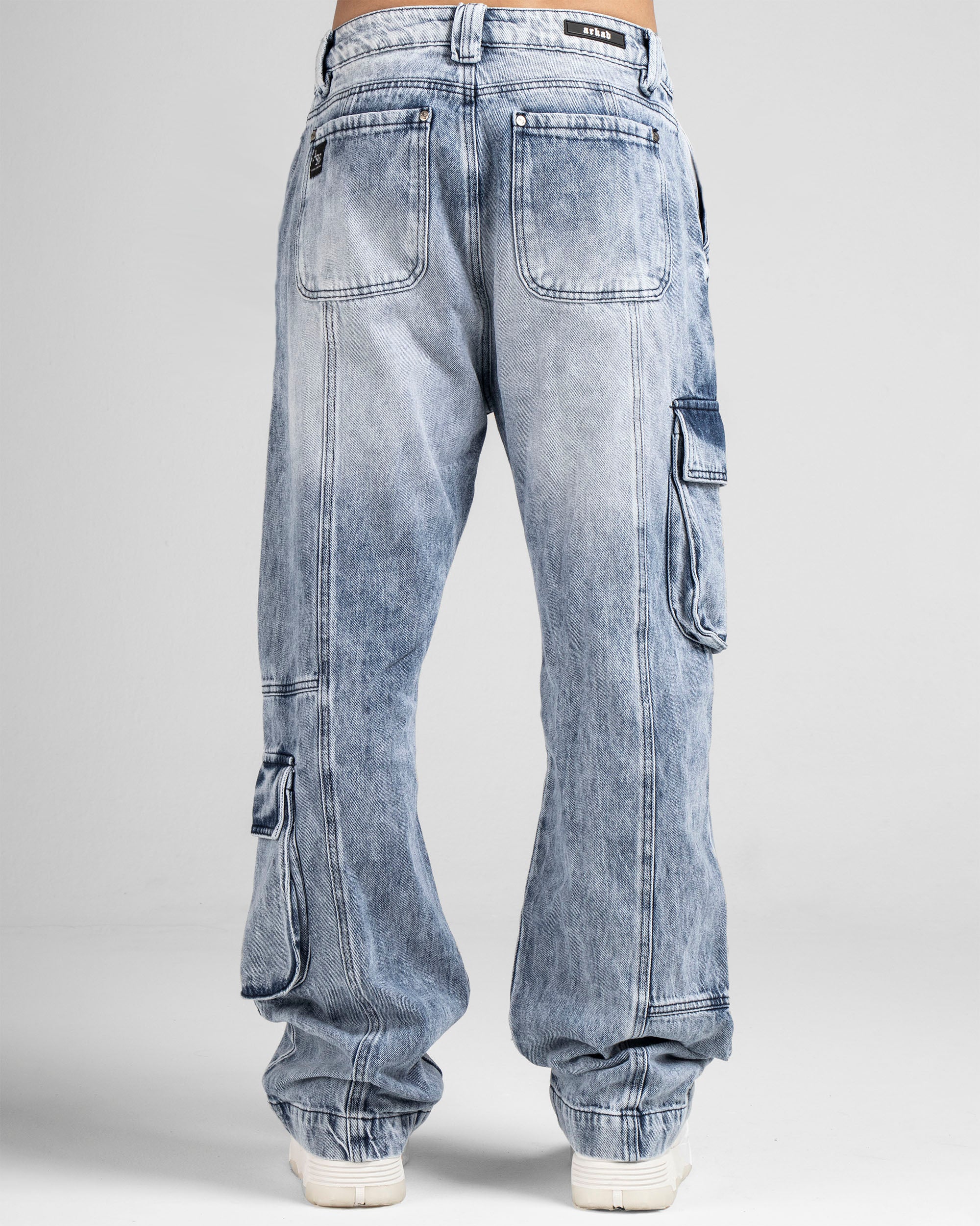 Denim Pant Cargo Cortes Azul