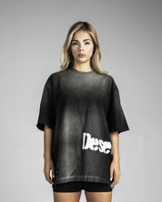 Washed Tshirt Negra Desert On Fire