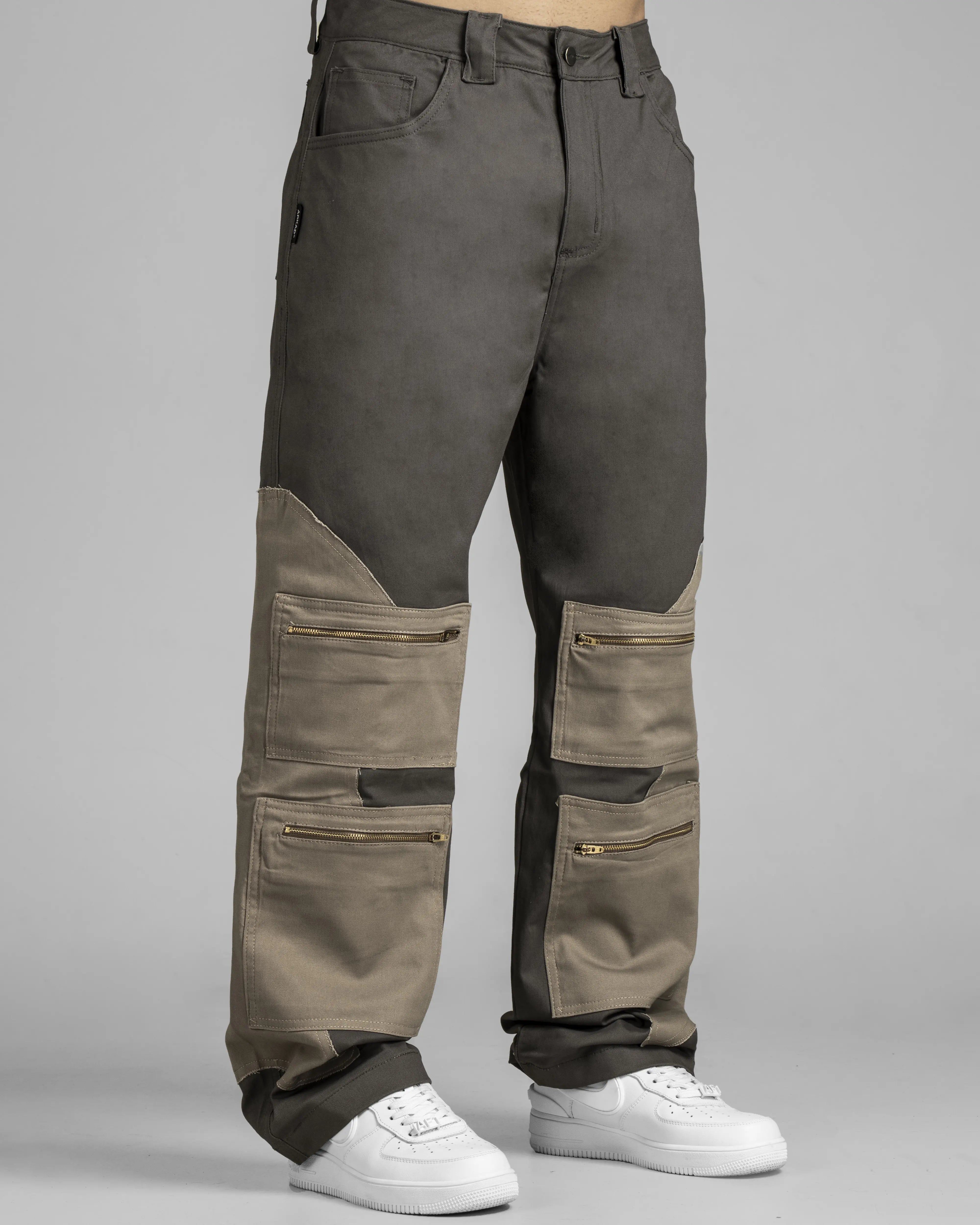 Pantalon Cargo Gris-Caqui