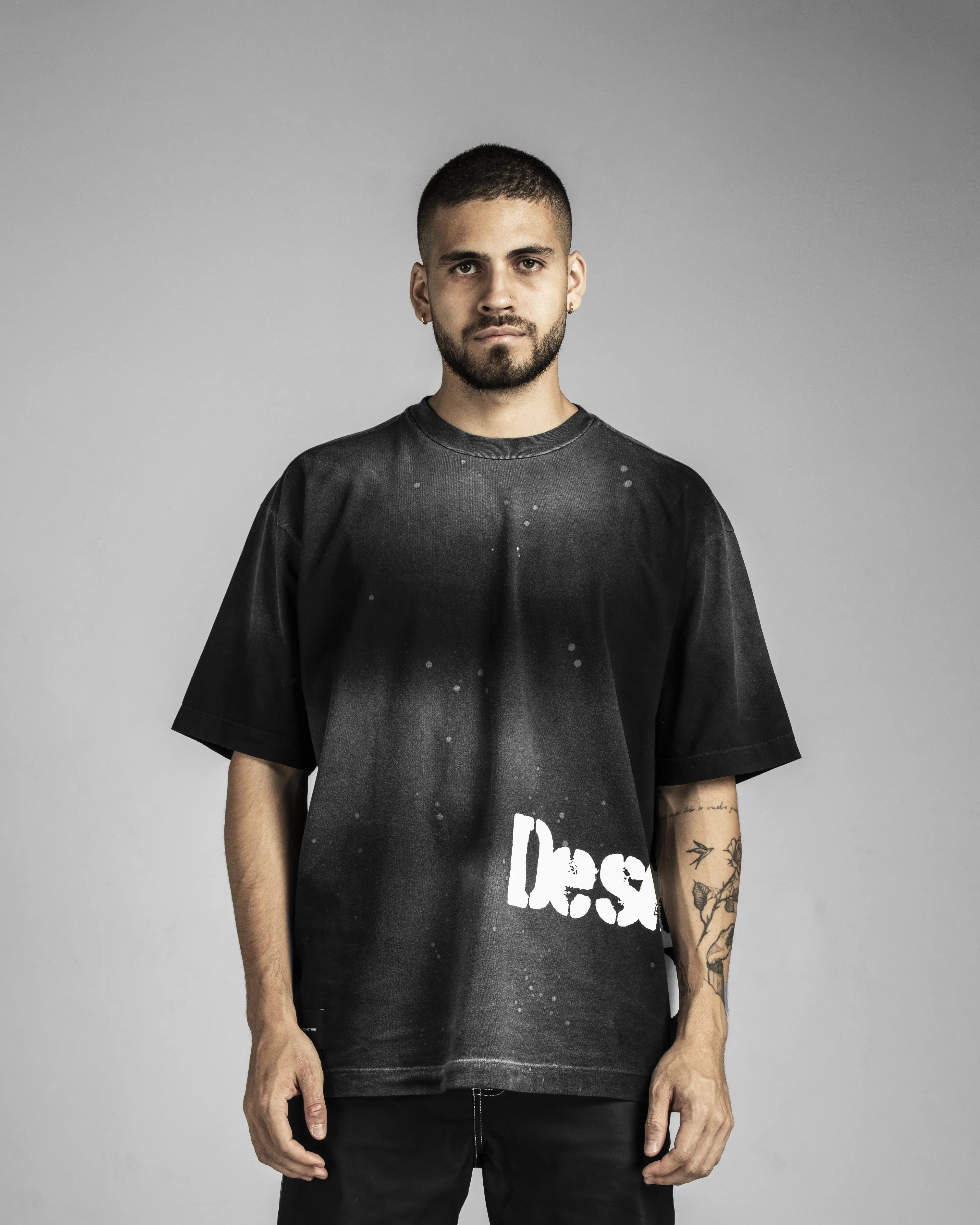 Washed Tshirt Negra Desert On Fire