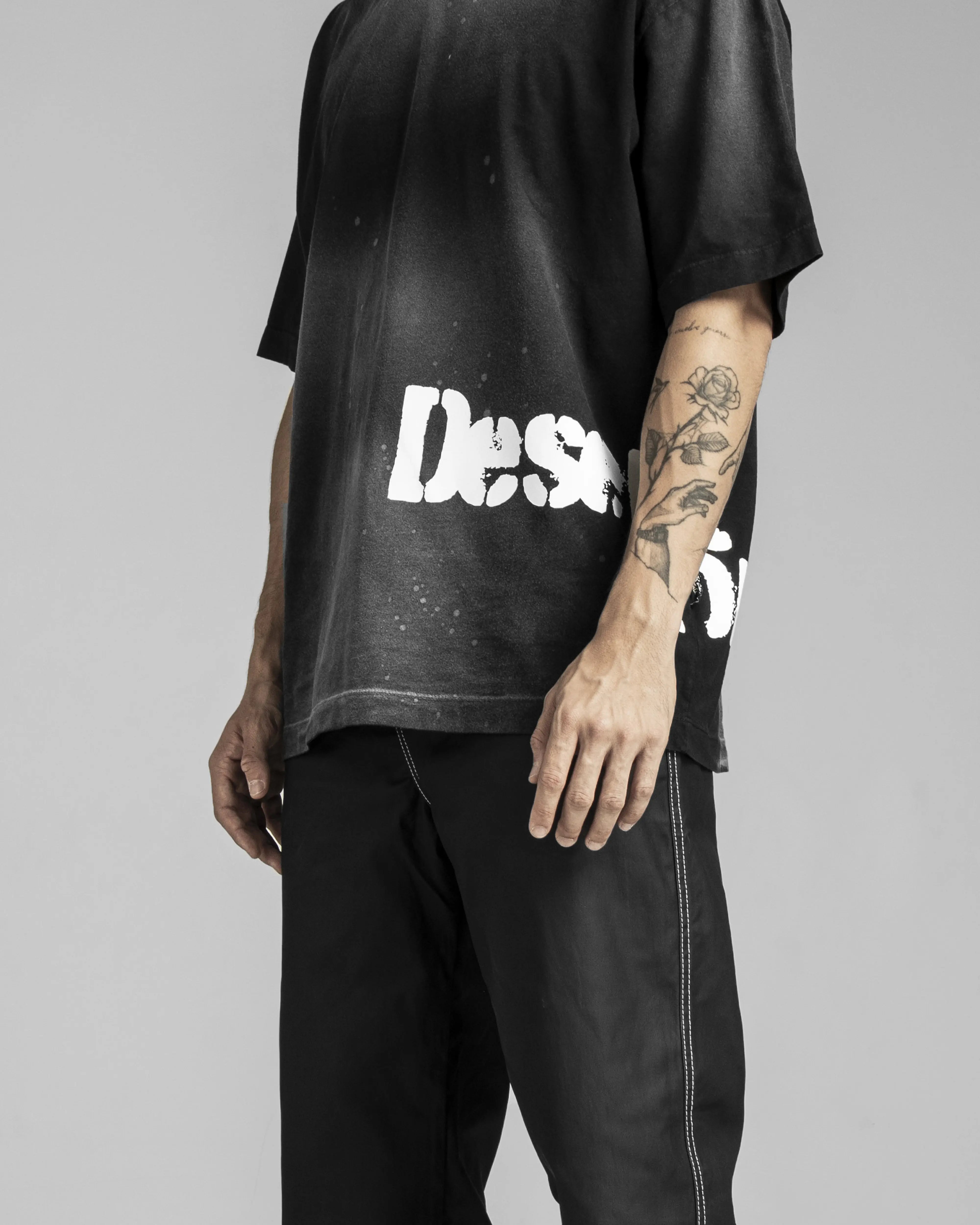 Washed Tshirt Negra Desert On Fire