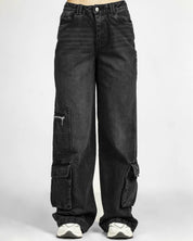 Cargo Denim Mujer Negro