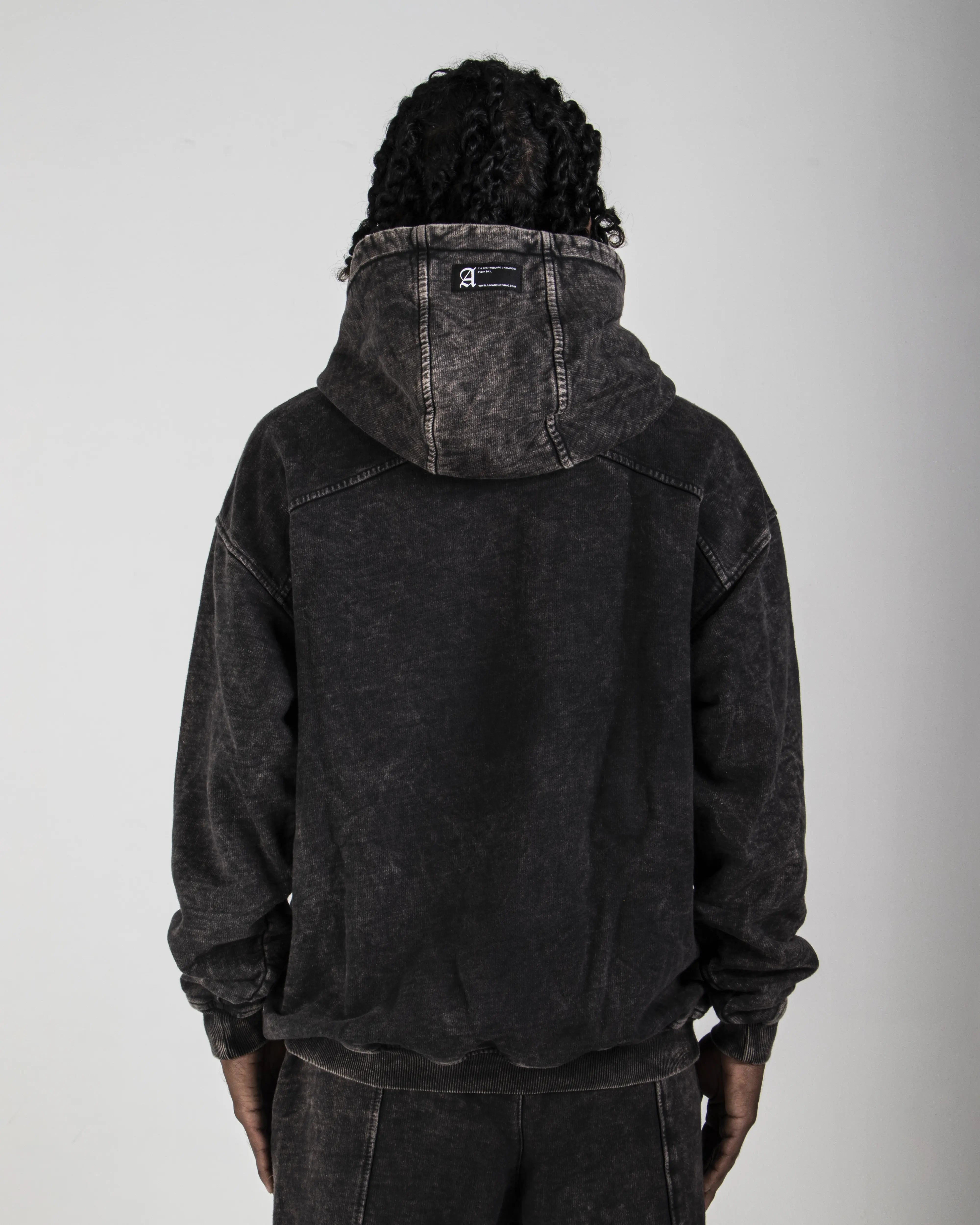 Hoodie Acid Wash Negro