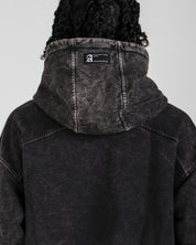 Hoodie Acid Wash Negro