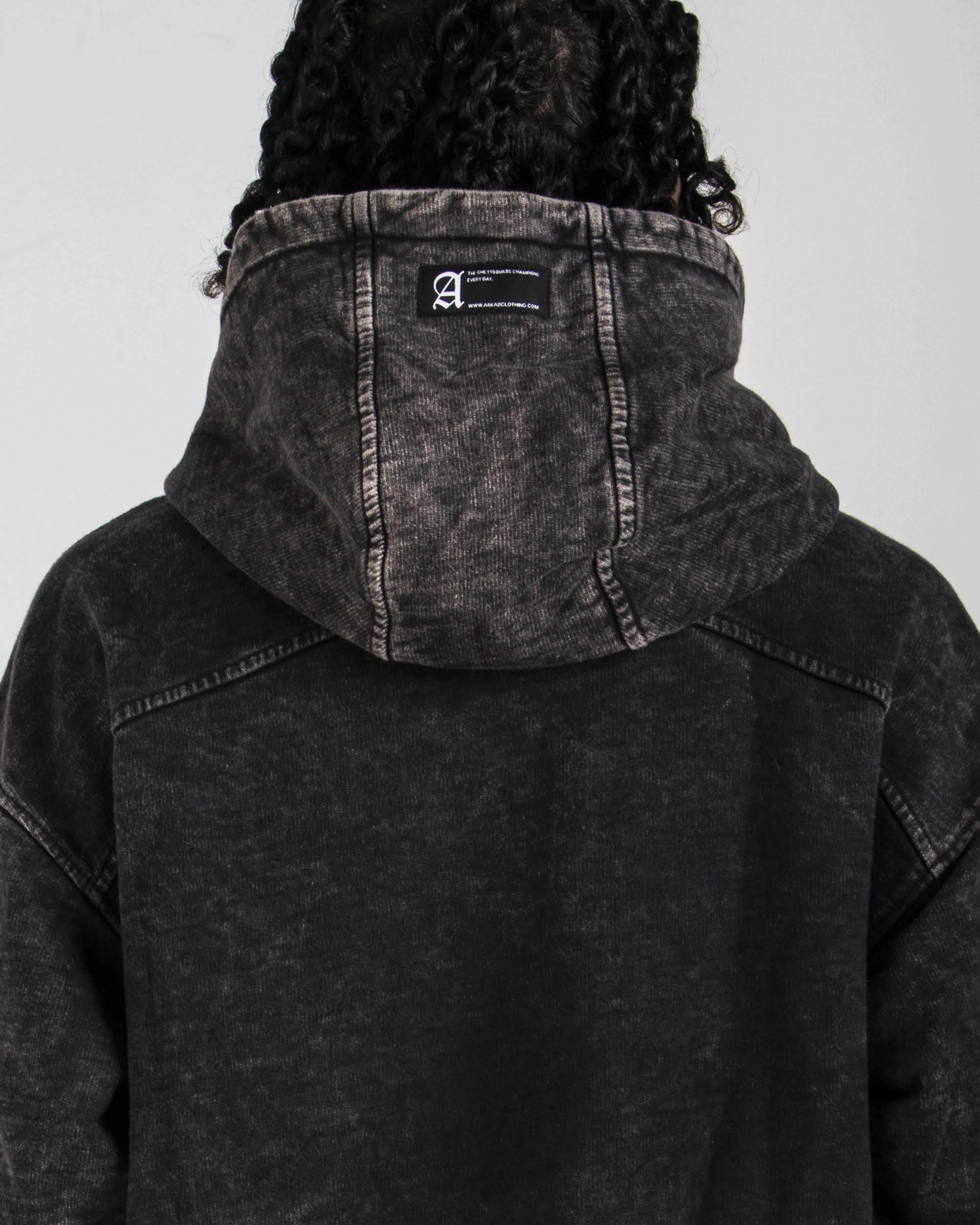 Hoodie Acid Wash Negro