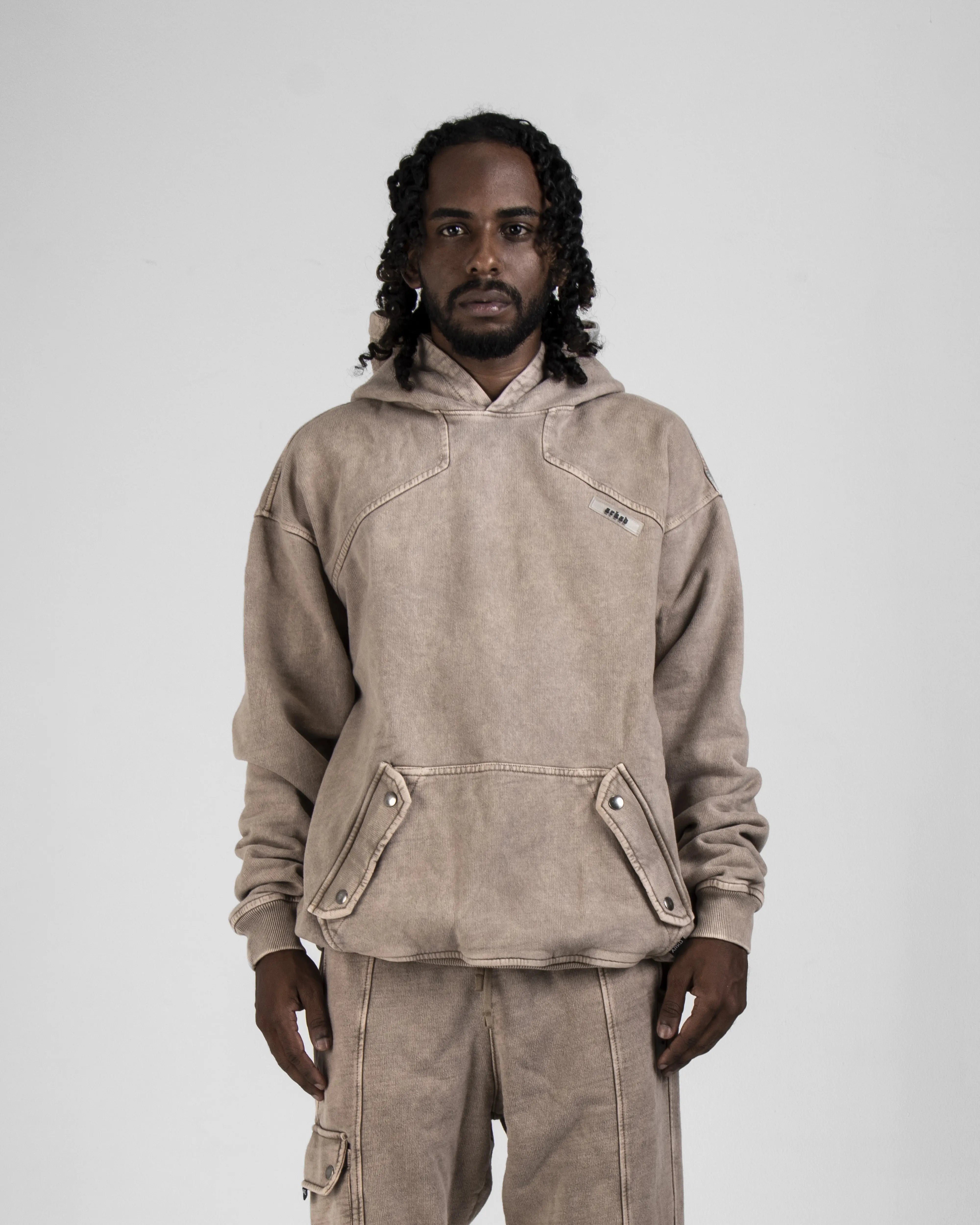 Hoodie Acid Wash Taupe