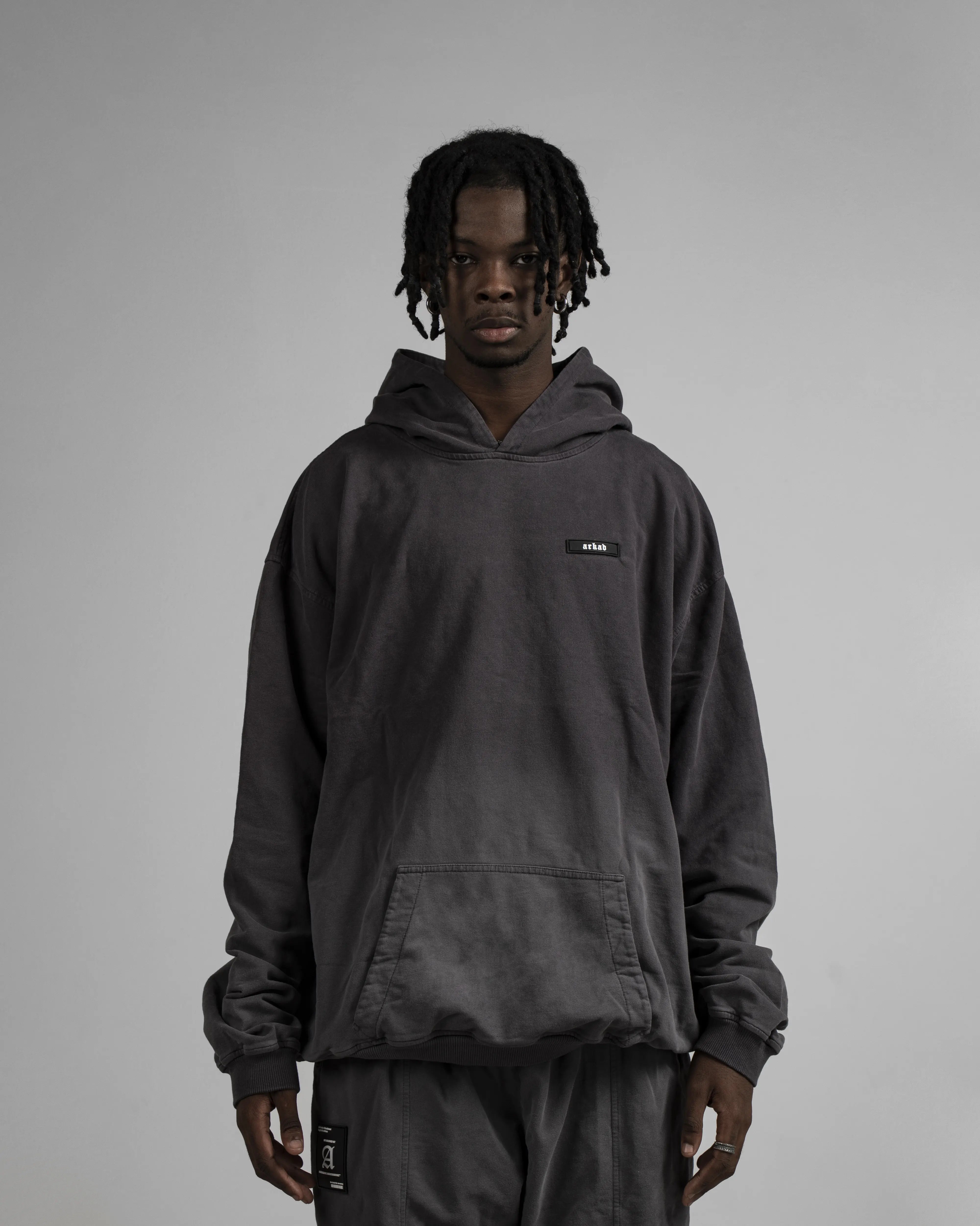 Hoodie Gris Oscuro Washed