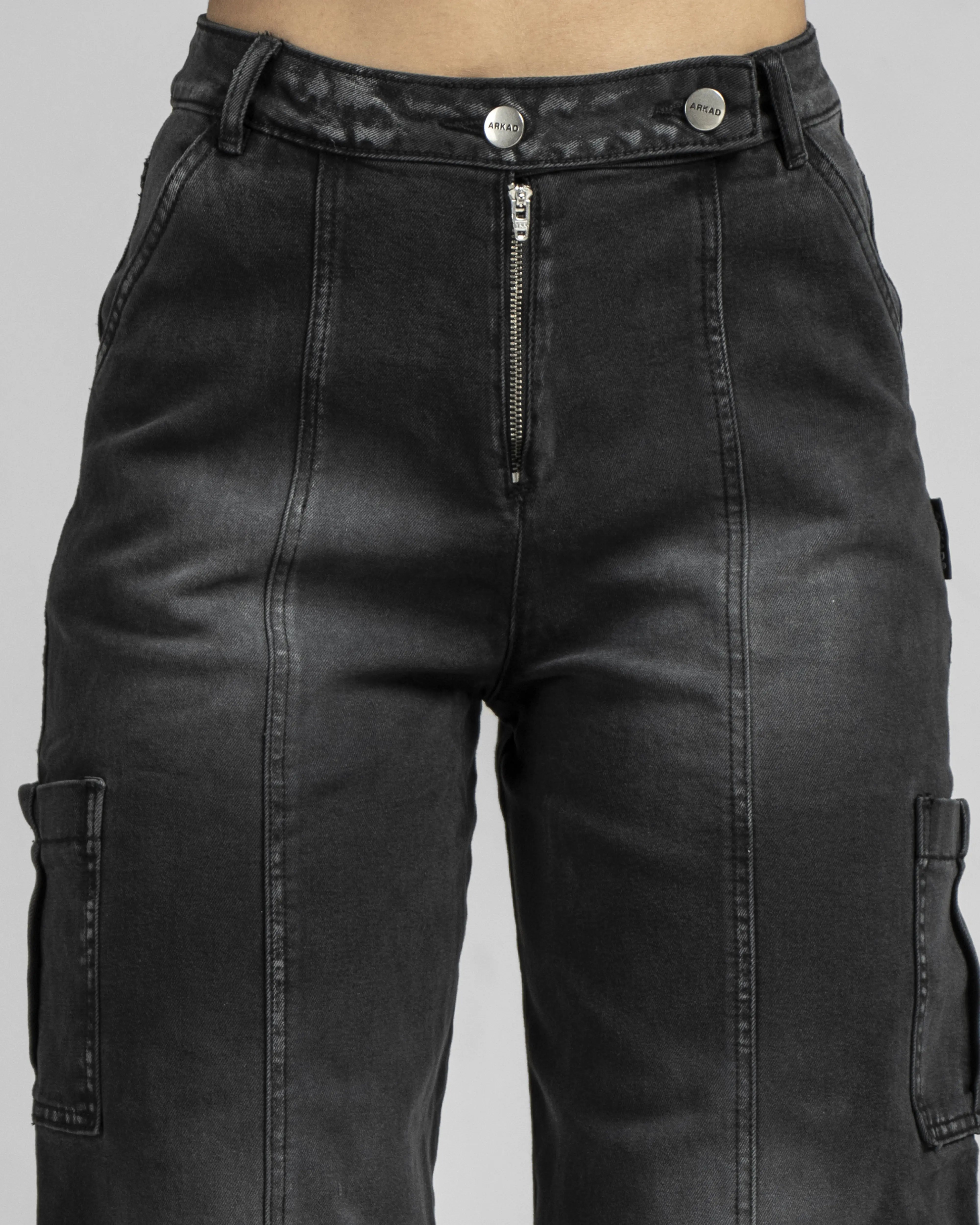 Cargo Denim Botones Negro