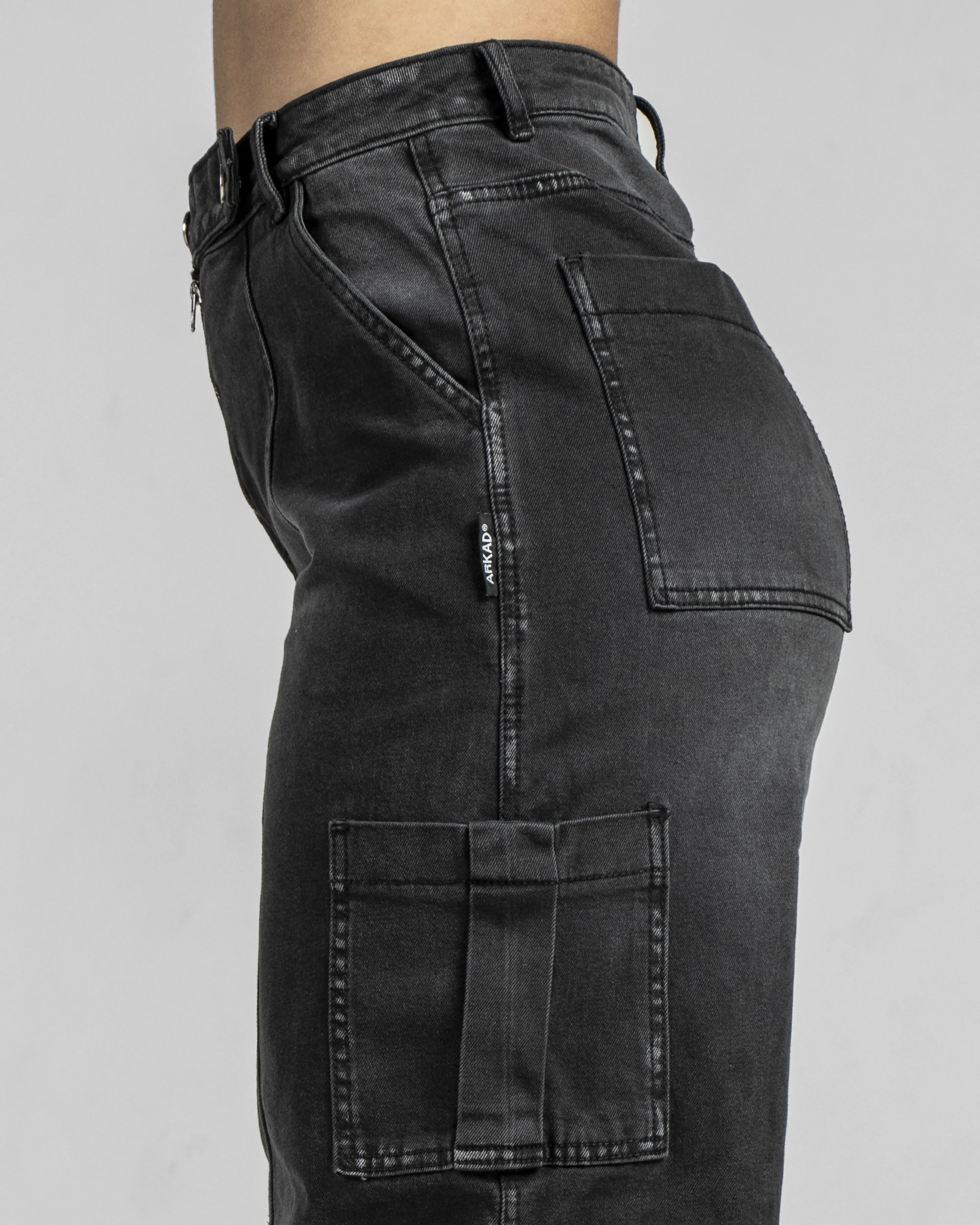 Cargo Denim Botones Negro