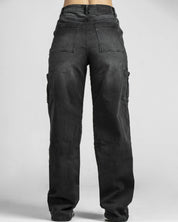 Cargo Denim Botones Negro