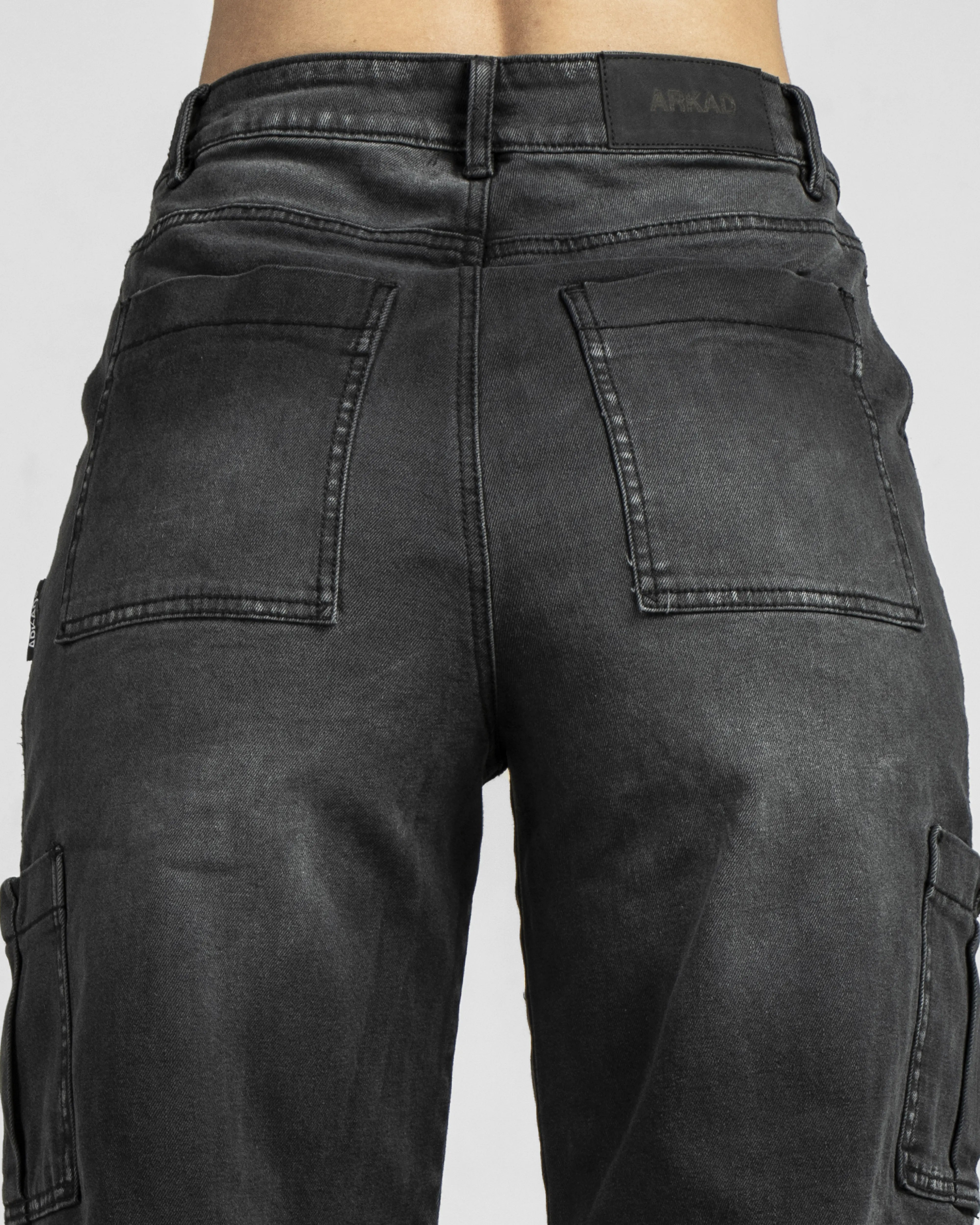 Cargo Denim Botones Negro