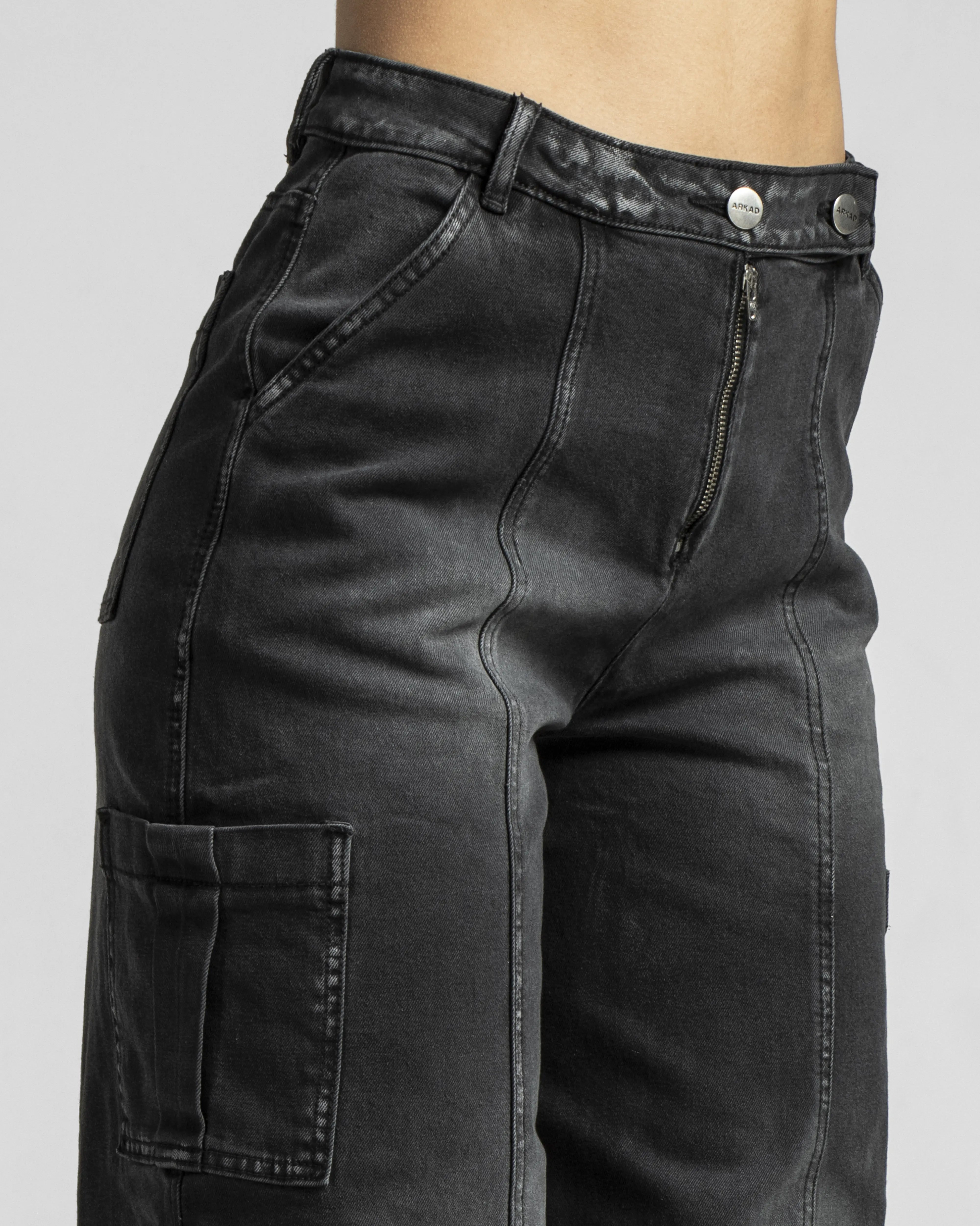 Cargo Denim Botones Negro