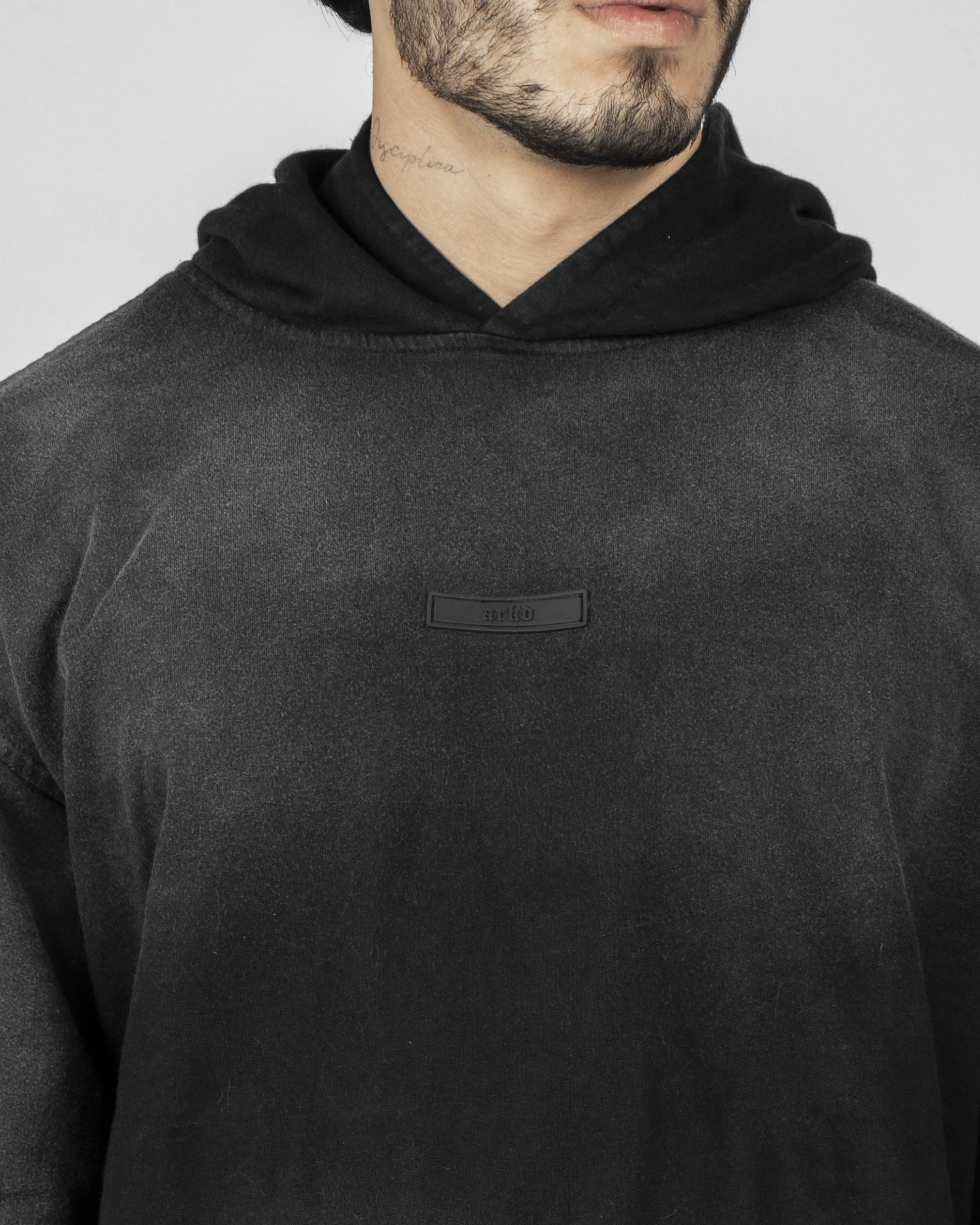 Hoodie Washed - Negro