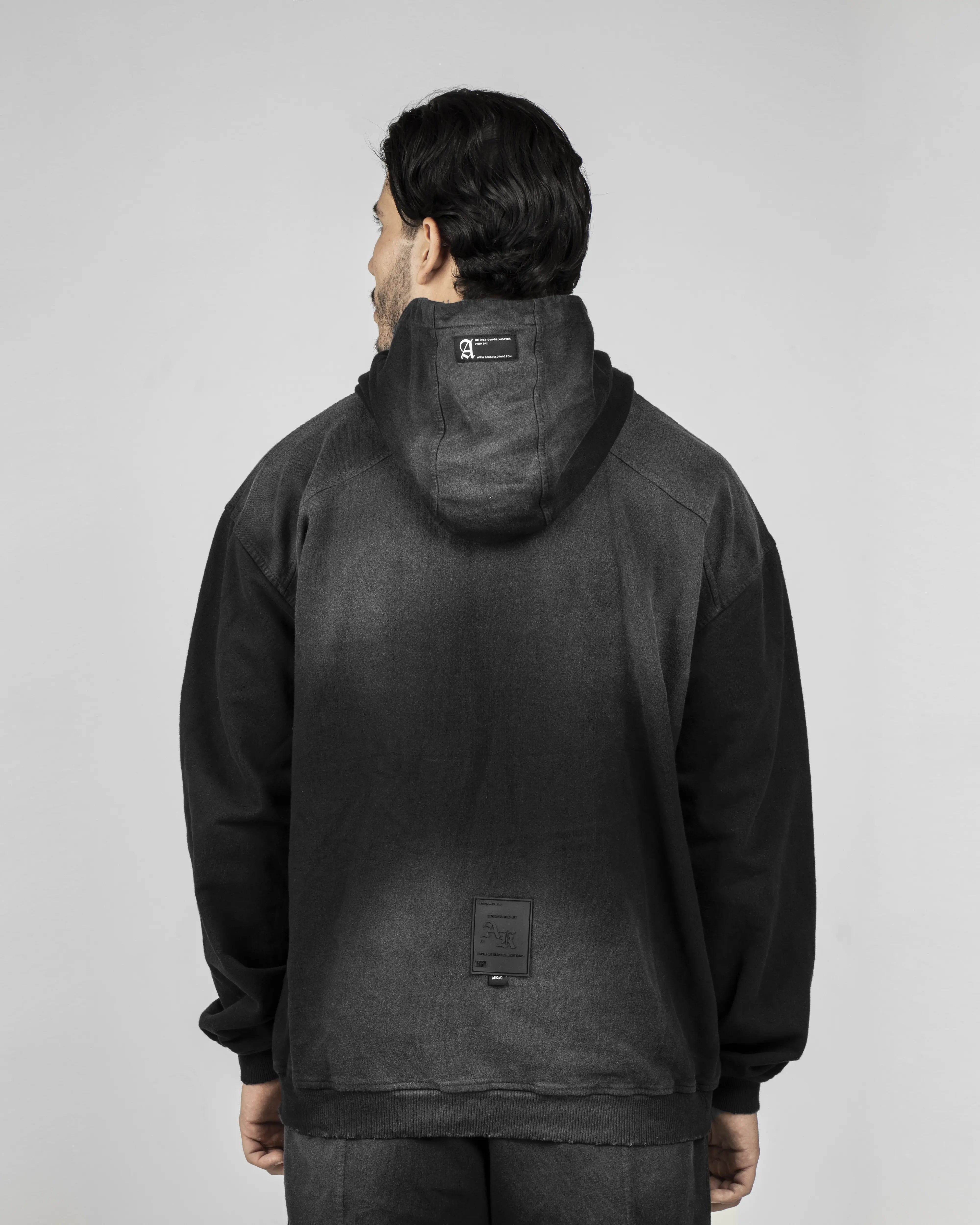 Hoodie Washed - Negro